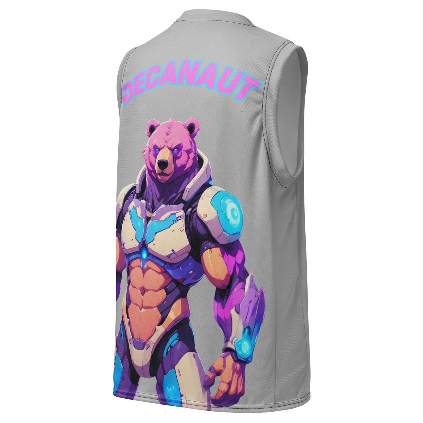 Cyborg Bear Silver Cyberpunk Basketball Jersey