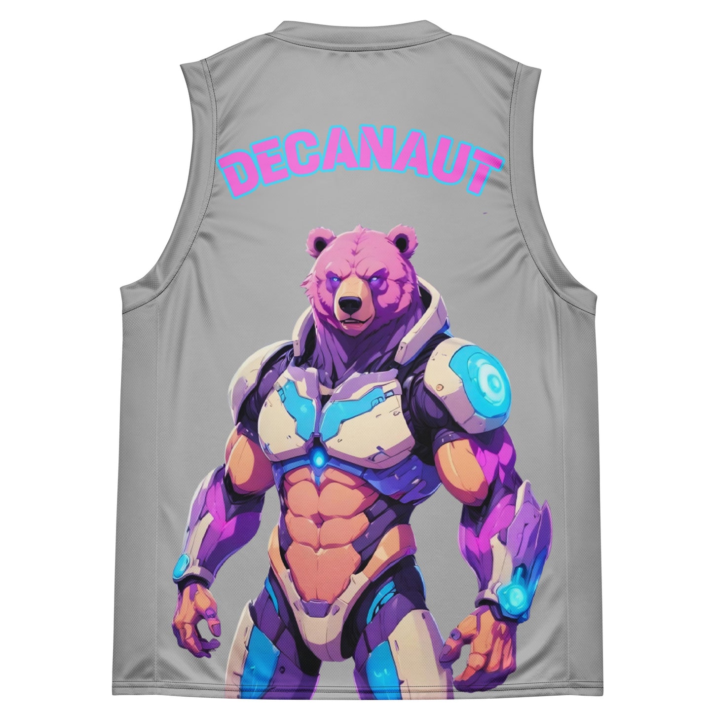 Cyborg Bear Silver Cyberpunk Basketball Jersey