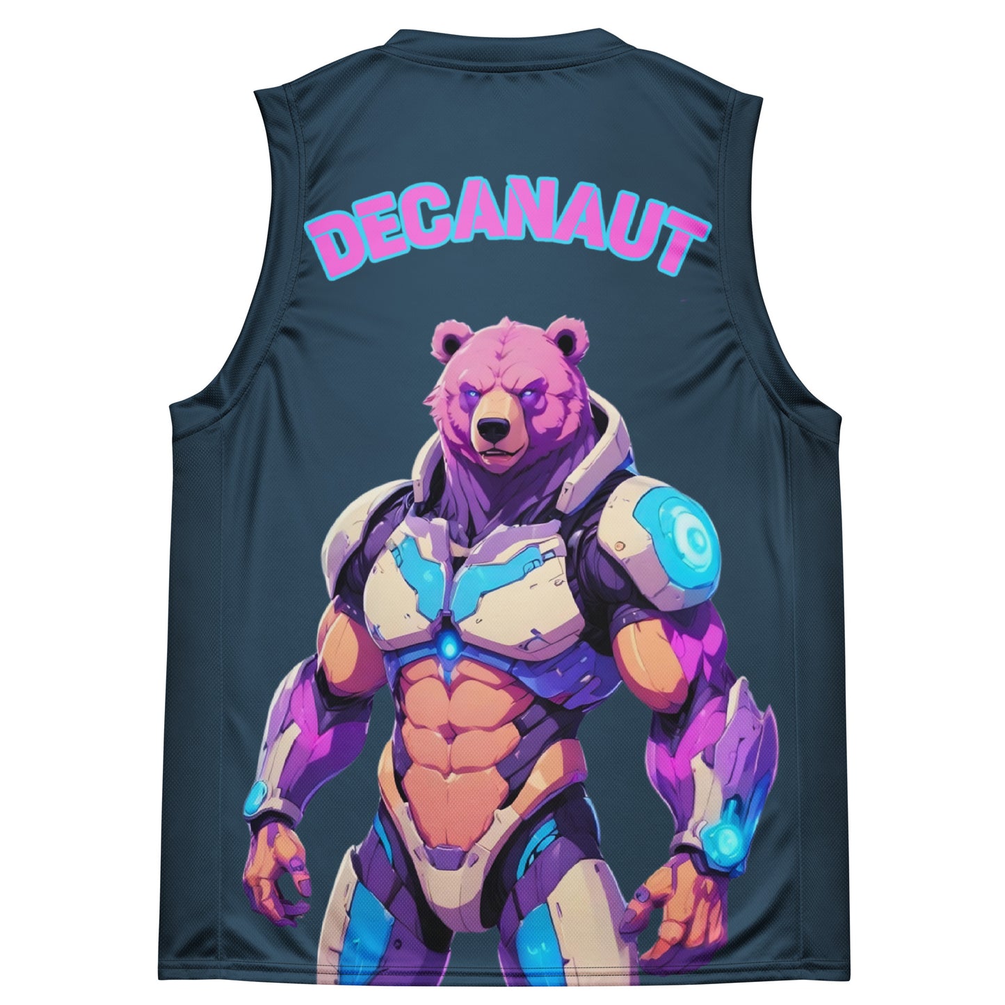 Cyborg Bear Midnight Blue Cyberpunk Basketball Jersey