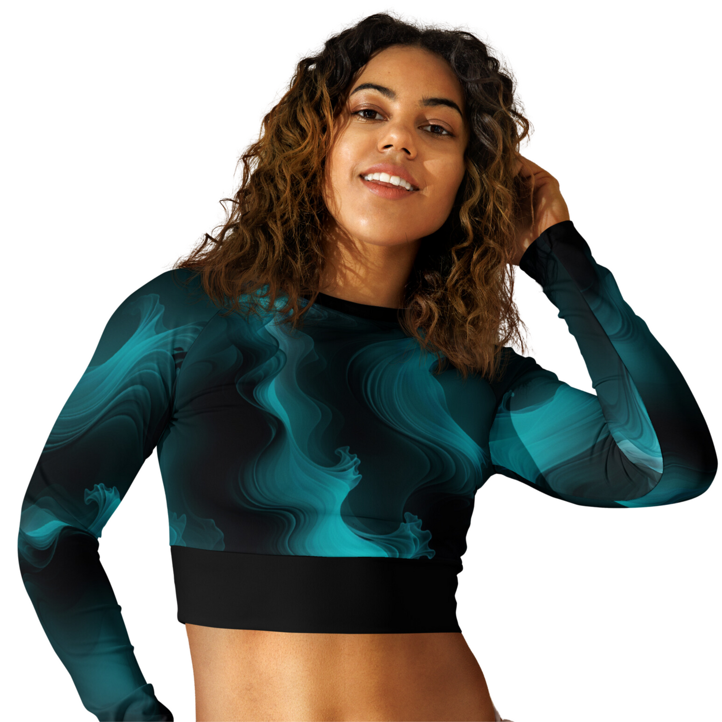 Fluorescent Wave Long Sleeve Crop Top