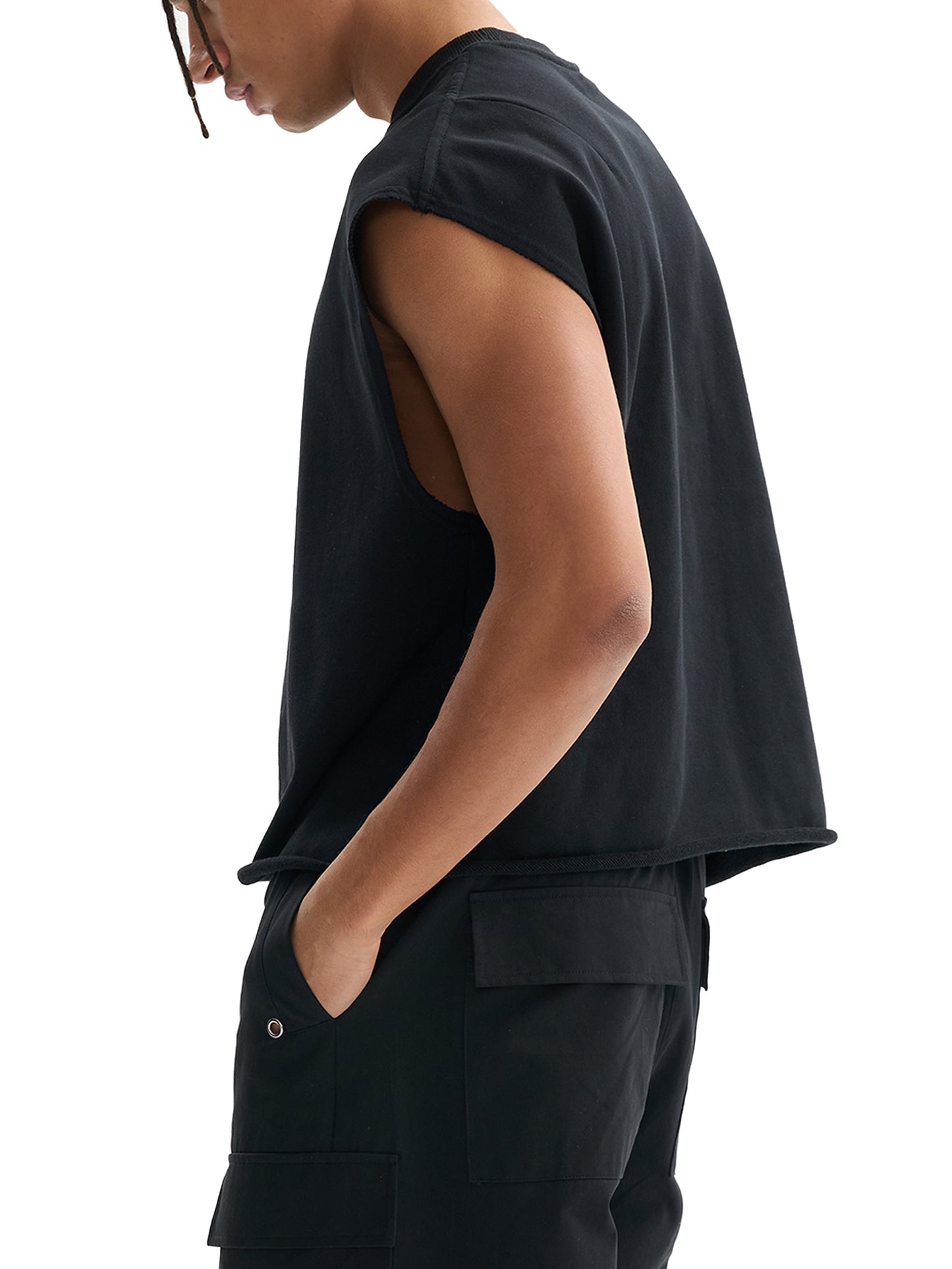 Box Cropped Cut Sleeve Top
